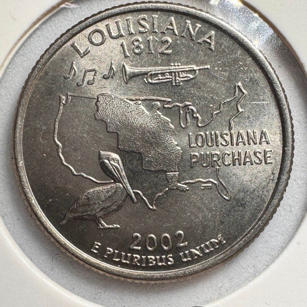 2002 P Louisiana Purchase Quarter Dollar Coin P Mint Obv Damaged‎